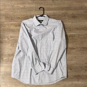 Perry Ellis Light Blue Plaid Button Down Shirt